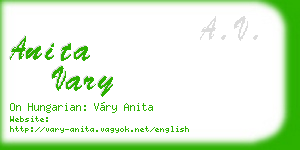 anita vary business card